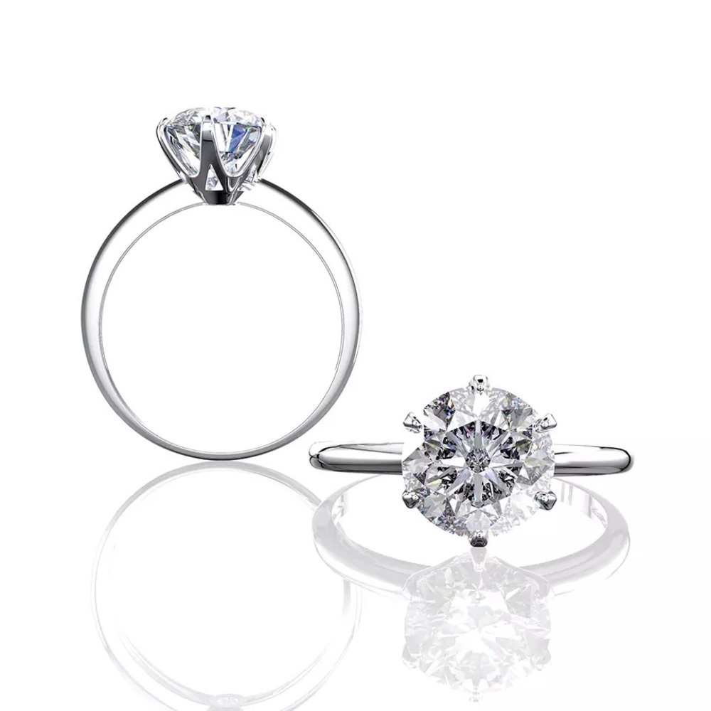 2Ct Round Cut Lab Diamond Silver Solitaire Ring